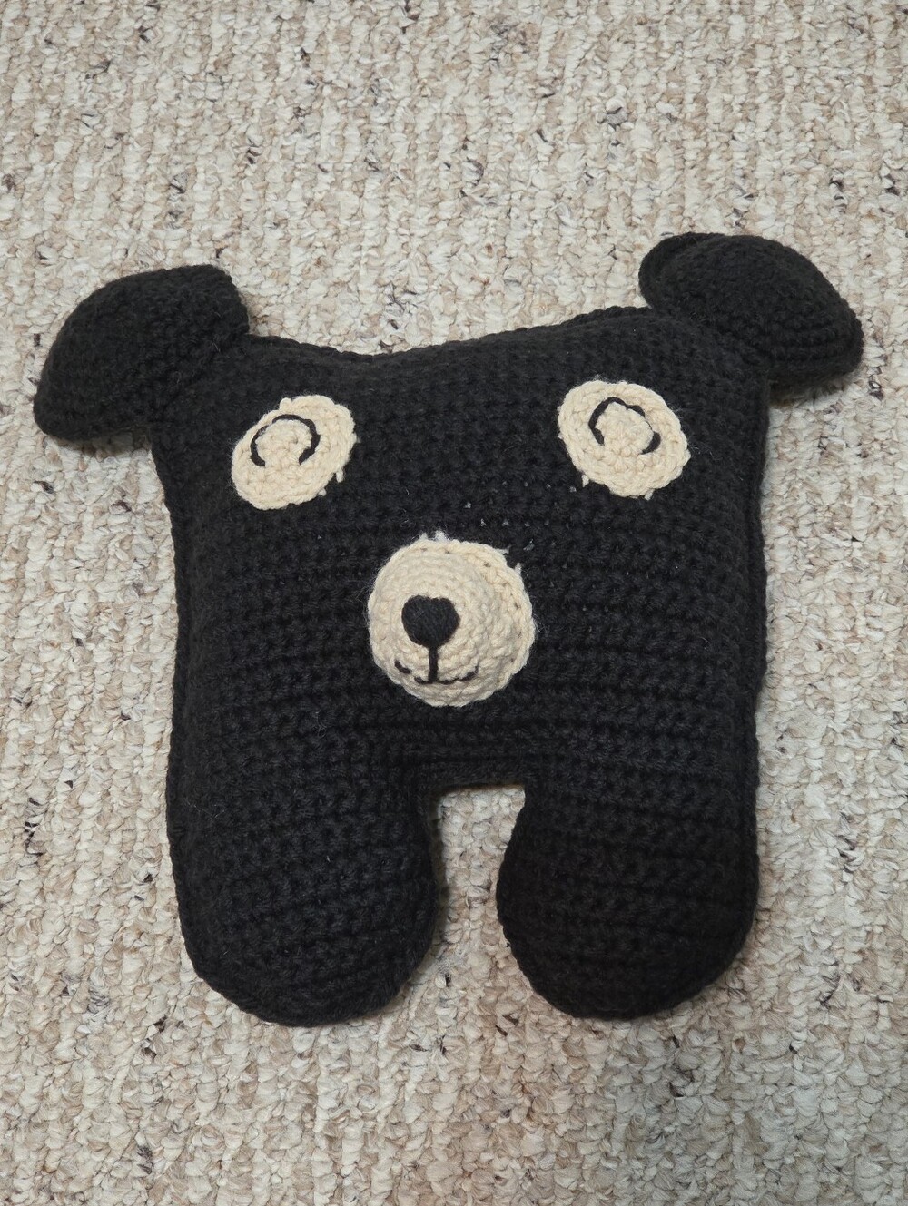 Hand Crafted Black & Cream Crochet Bear Plush Toy